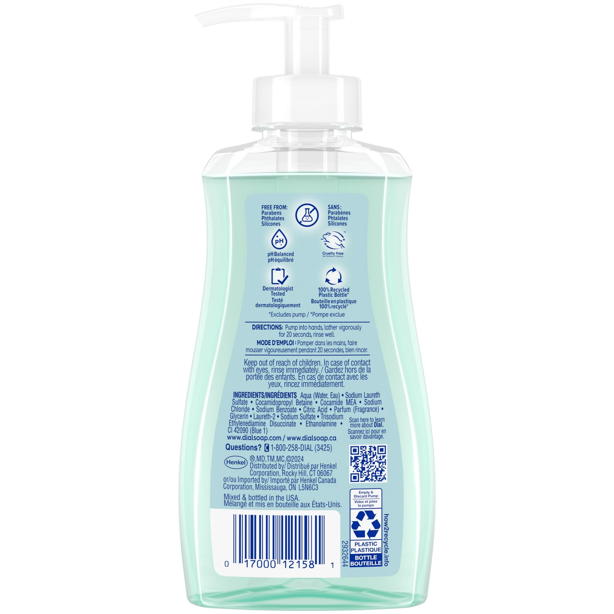 Dial Clean + Gentle Liquid Hand Soap, Coconut Water & Mango Gentle Hand Soap, 7.5 fl oz