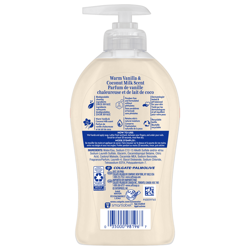 Softsoap Liquid Hand Soap, Warm Vanilla and Coconut Milk, 11.25 Fluid Ounce Bottle