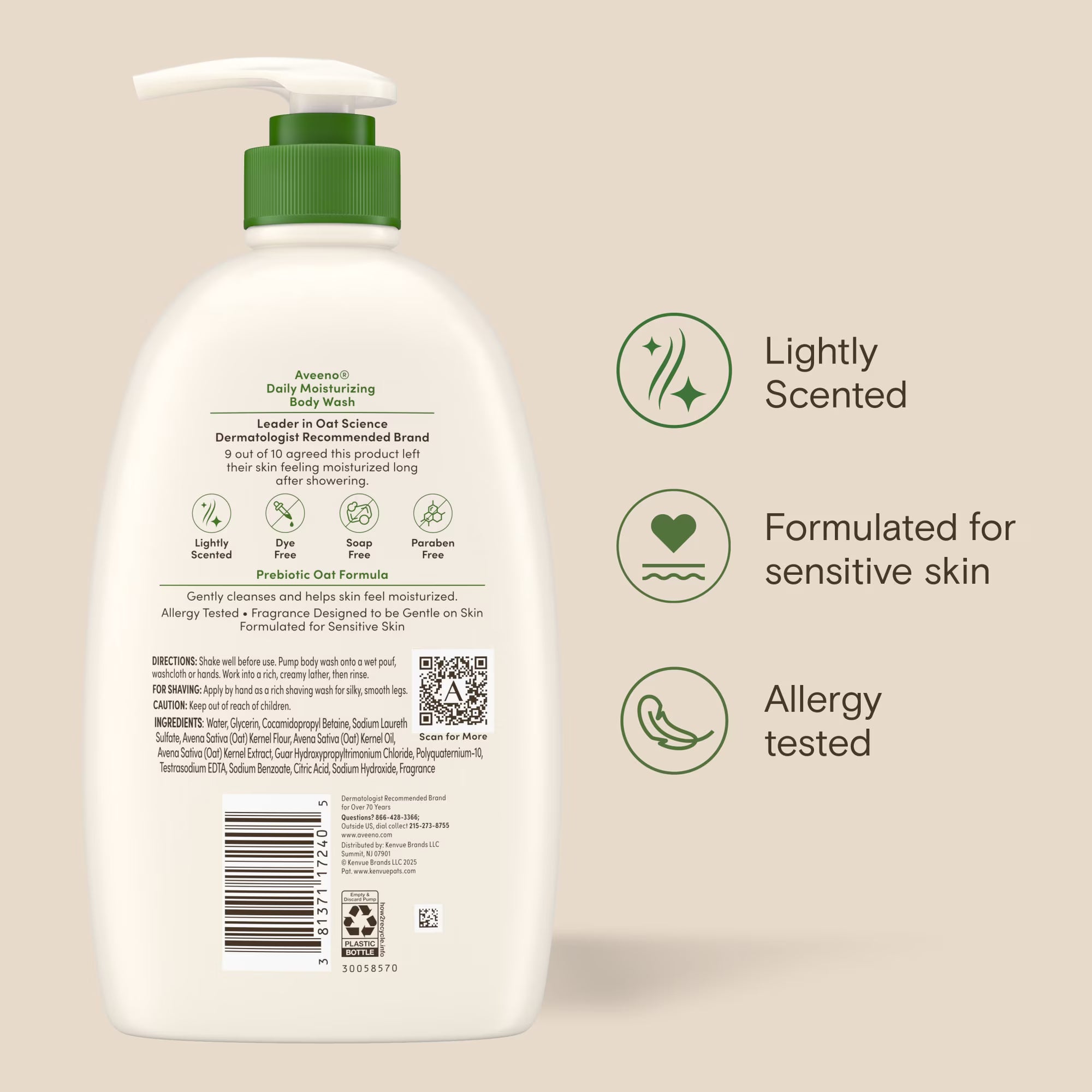 Aveeno Daily Moisturizing Body Wash & Scrub Prebiotic Oat 33 fl oz