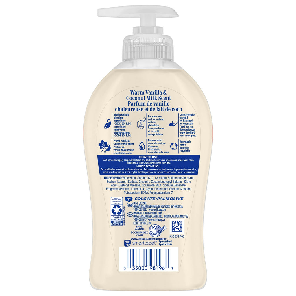 Softsoap Liquid Hand Soap, Warm Vanilla and Coconut Milk, 11.25 Fluid Ounce Bottle