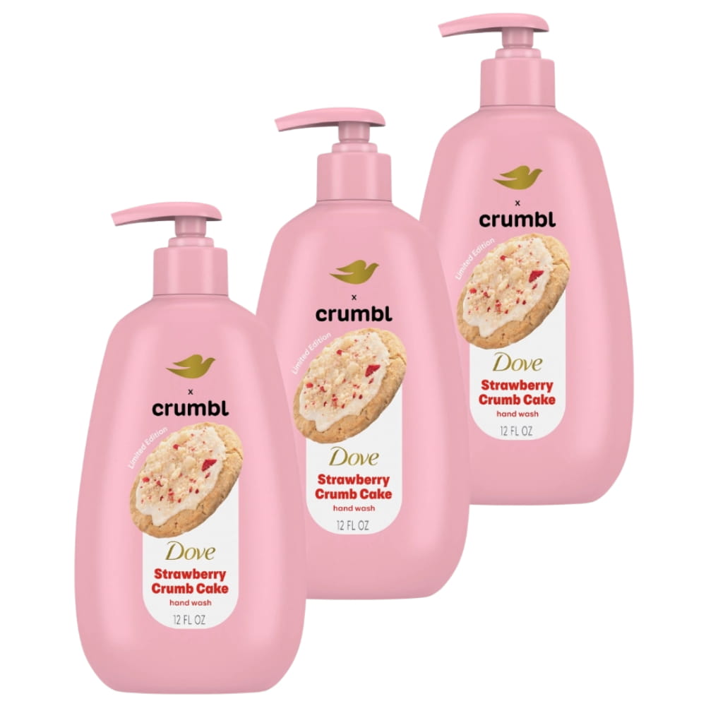Dove Crumble Liquid Hand Wash Strawberry Cookie, Moisturizing 3 Pack (3 x 12 fl oz)