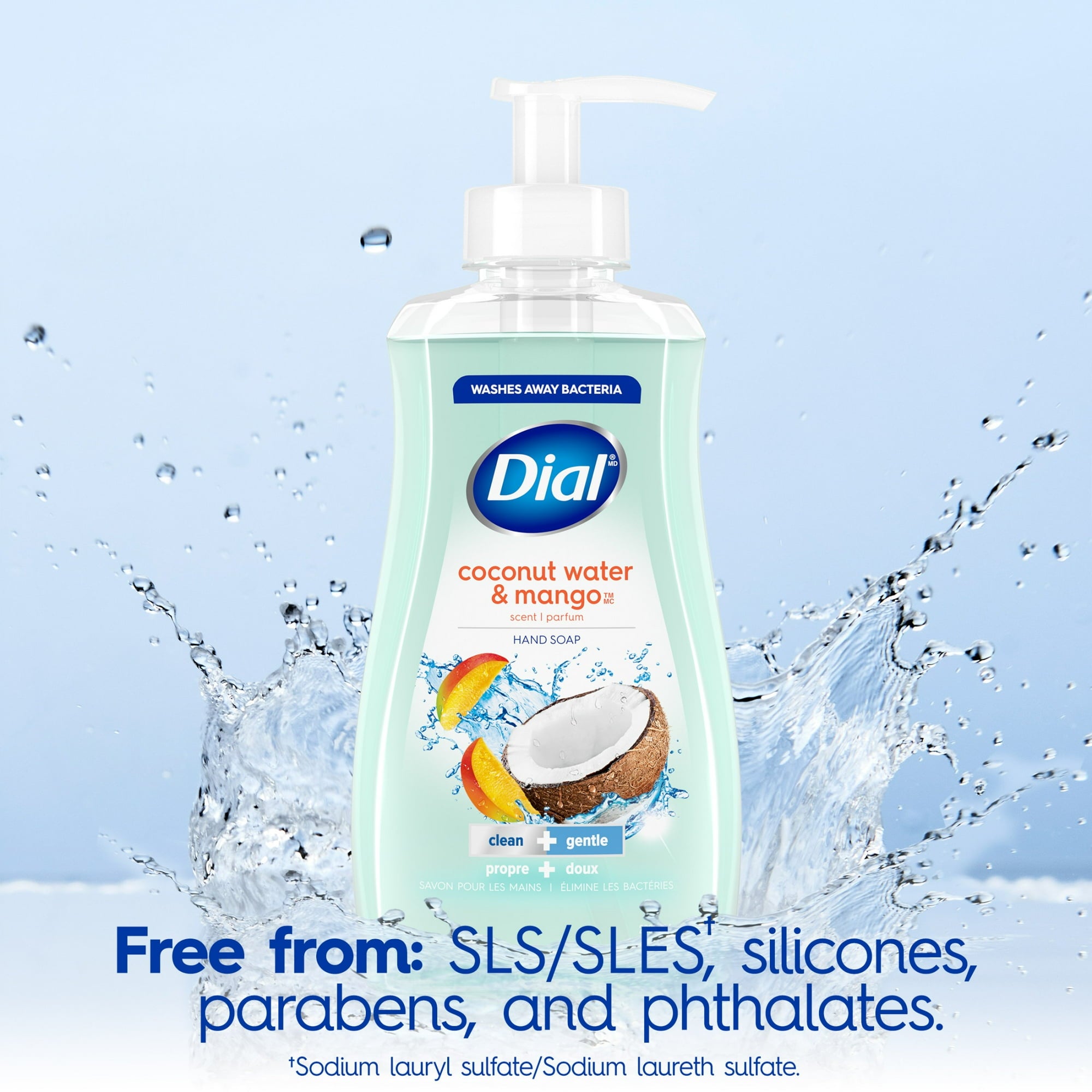 Dial Clean + Gentle Liquid Hand Soap, Coconut Water & Mango Gentle Hand Soap, 7.5 fl oz