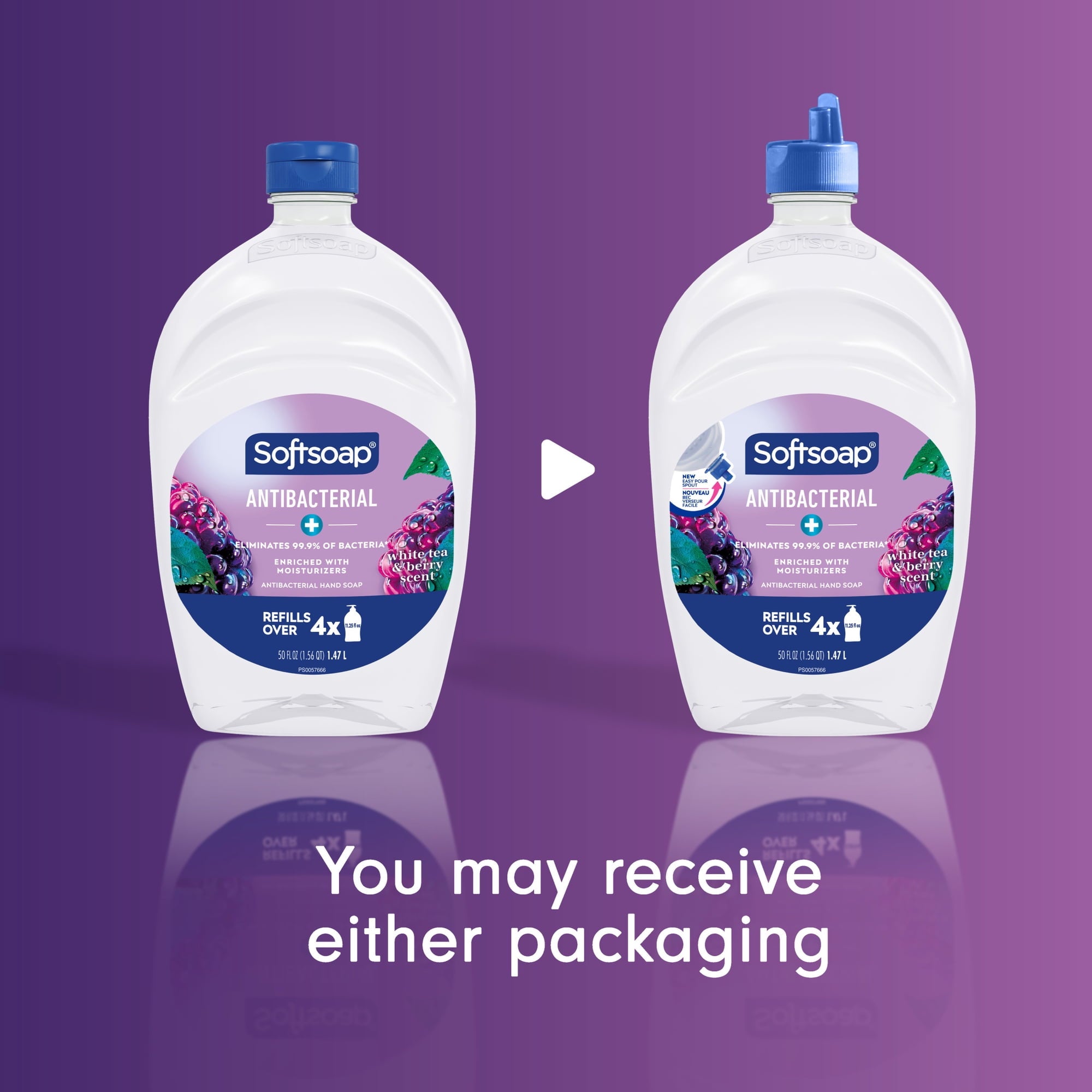 (3 pack) Softsoap Antibacterial Liquid Hand Soap, New Easy Pour Spout, White Tea and Berry Scent, 50 fl oz