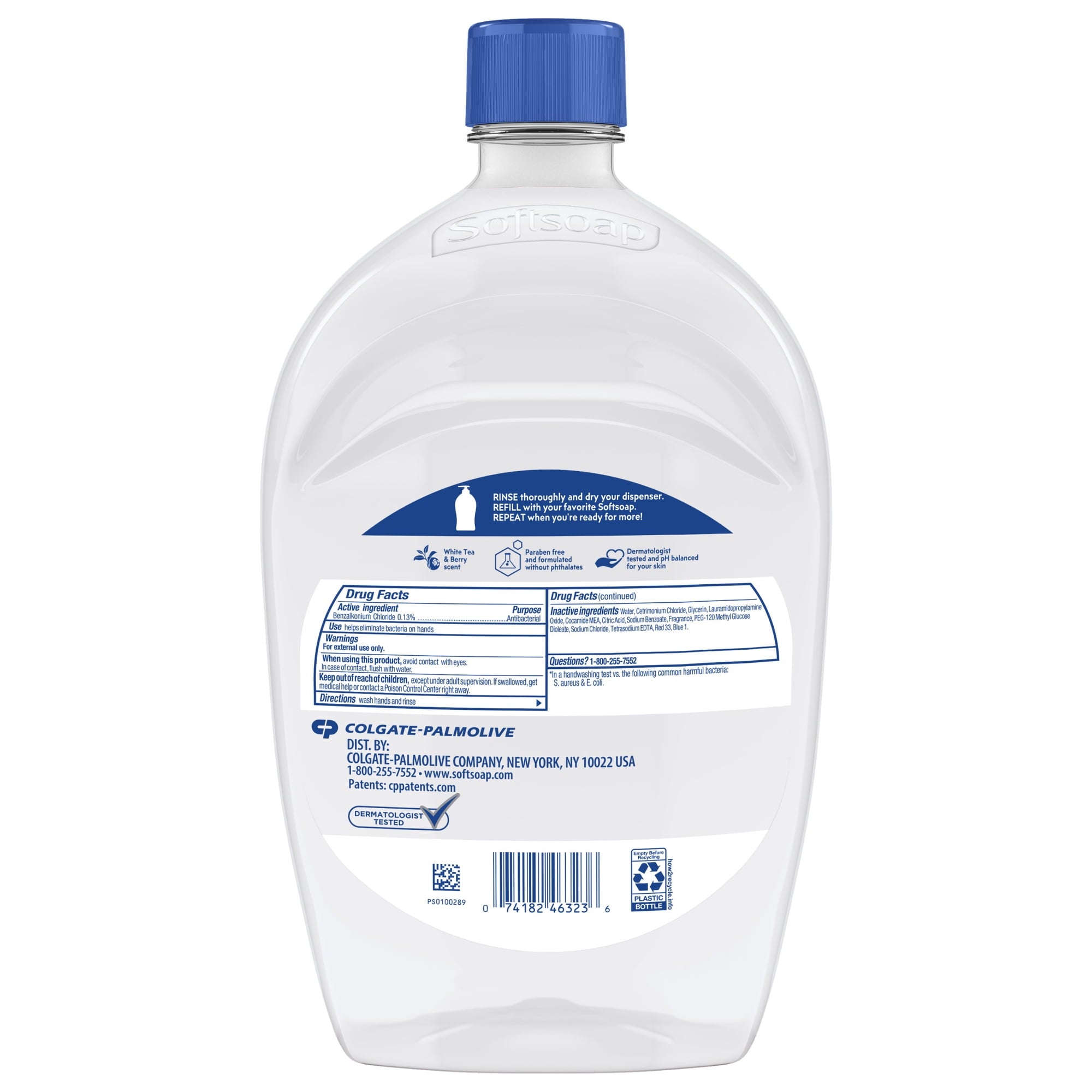 (3 pack) Softsoap Antibacterial Liquid Hand Soap, New Easy Pour Spout, White Tea and Berry Scent, 50 fl oz