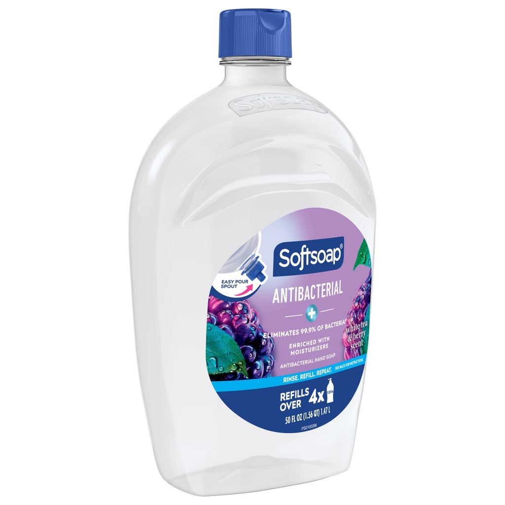 (3 pack) Softsoap Antibacterial Liquid Hand Soap, New Easy Pour Spout, White Tea and Berry Scent, 50 fl oz