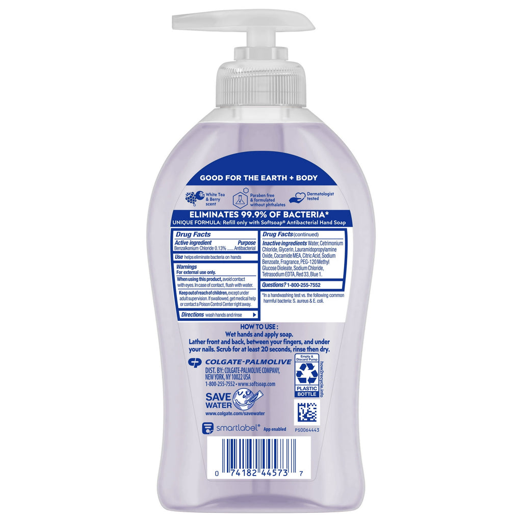 Softsoap Antibacterial Liquid Hand Soap, White Tea and Berry, 11.25 Fluid Ounce 6 Bottle