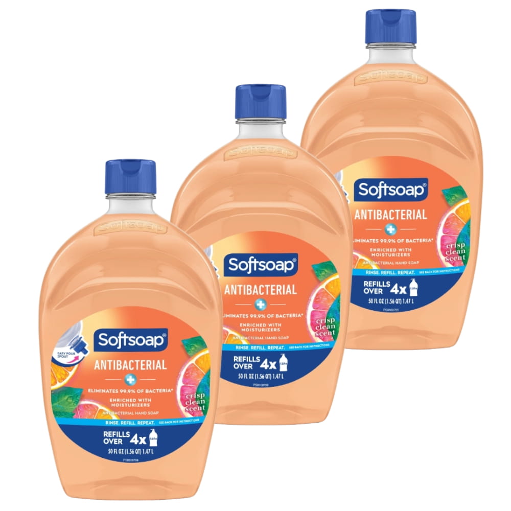 Softsoap Crisp Clean Antibacterial Hand Soap Refill 50 oz, 3 Pack