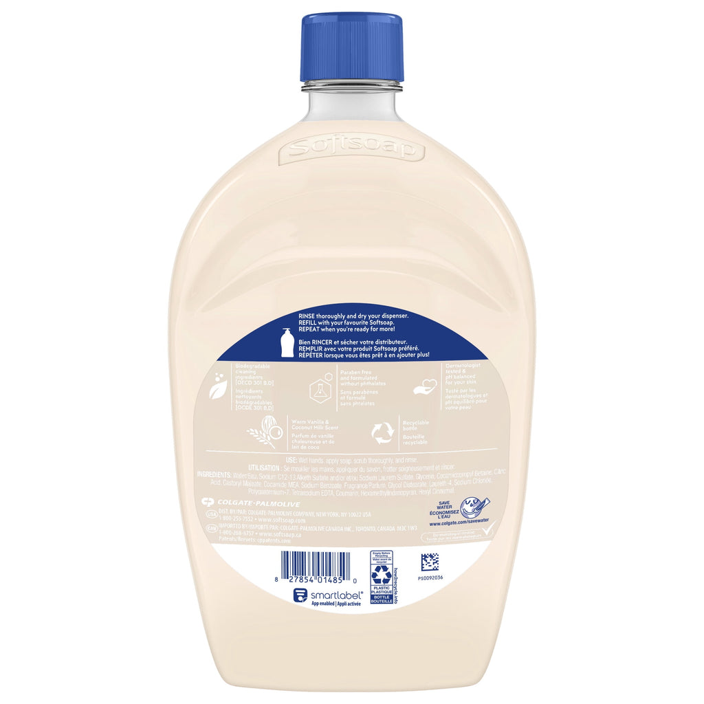 Softsoap Moisturizing Liquid Hand Soap, Warm Vanilla and Coconut Milk Scent, 2 x 50 fl oz Refill