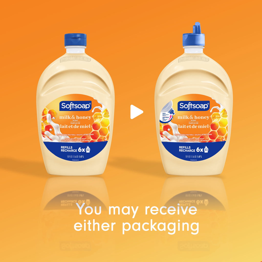 (3 pack) Softsoap Moisturizing Liquid Hand Soap with New Easy Pour Spout, Milk & Honey Scent, 50 fl oz Refill