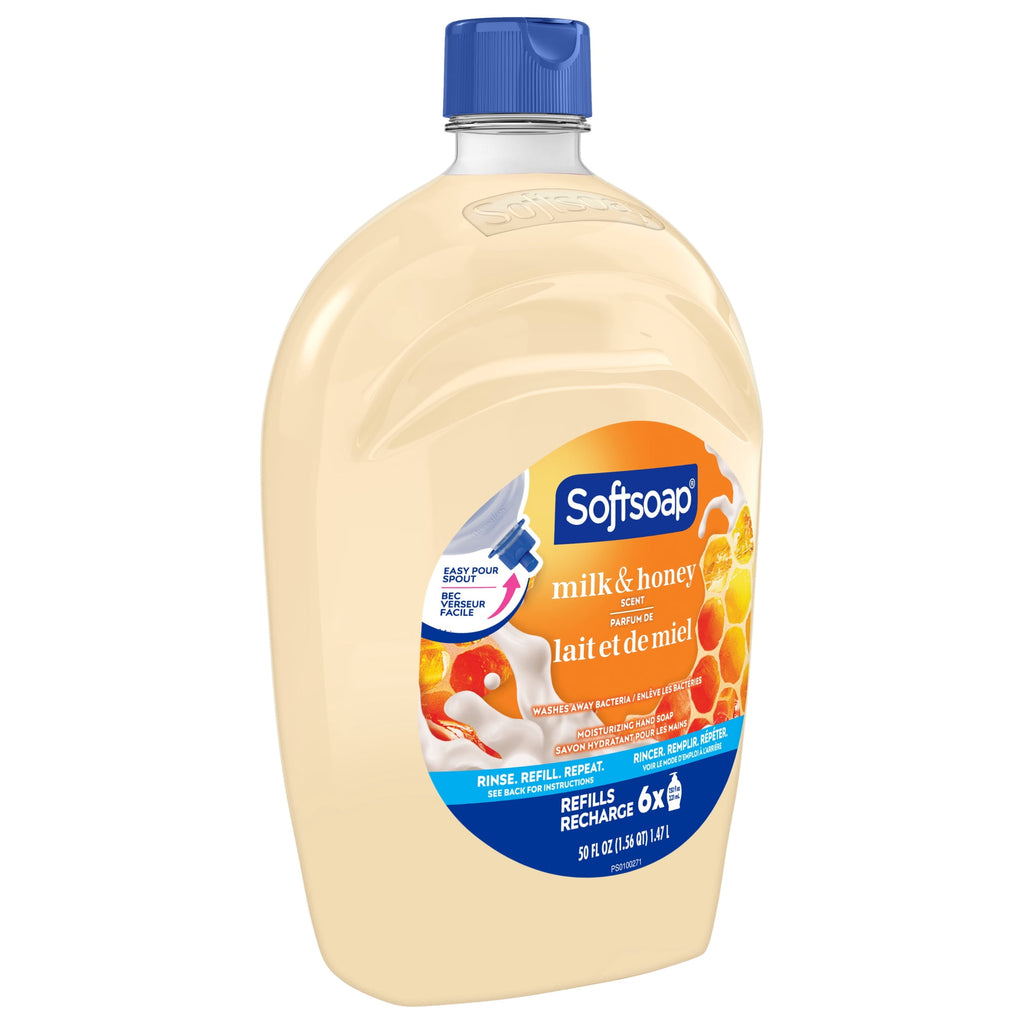 (3 pack) Softsoap Moisturizing Liquid Hand Soap with New Easy Pour Spout, Milk & Honey Scent, 50 fl oz Refill