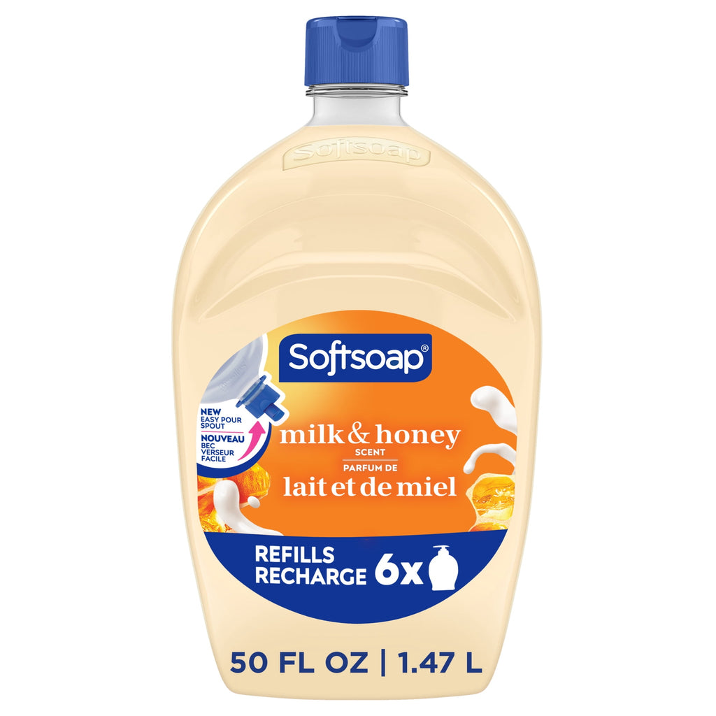 (3 pack) Softsoap Moisturizing Liquid Hand Soap with New Easy Pour Spout, Milk & Honey Scent, 50 fl oz Refill