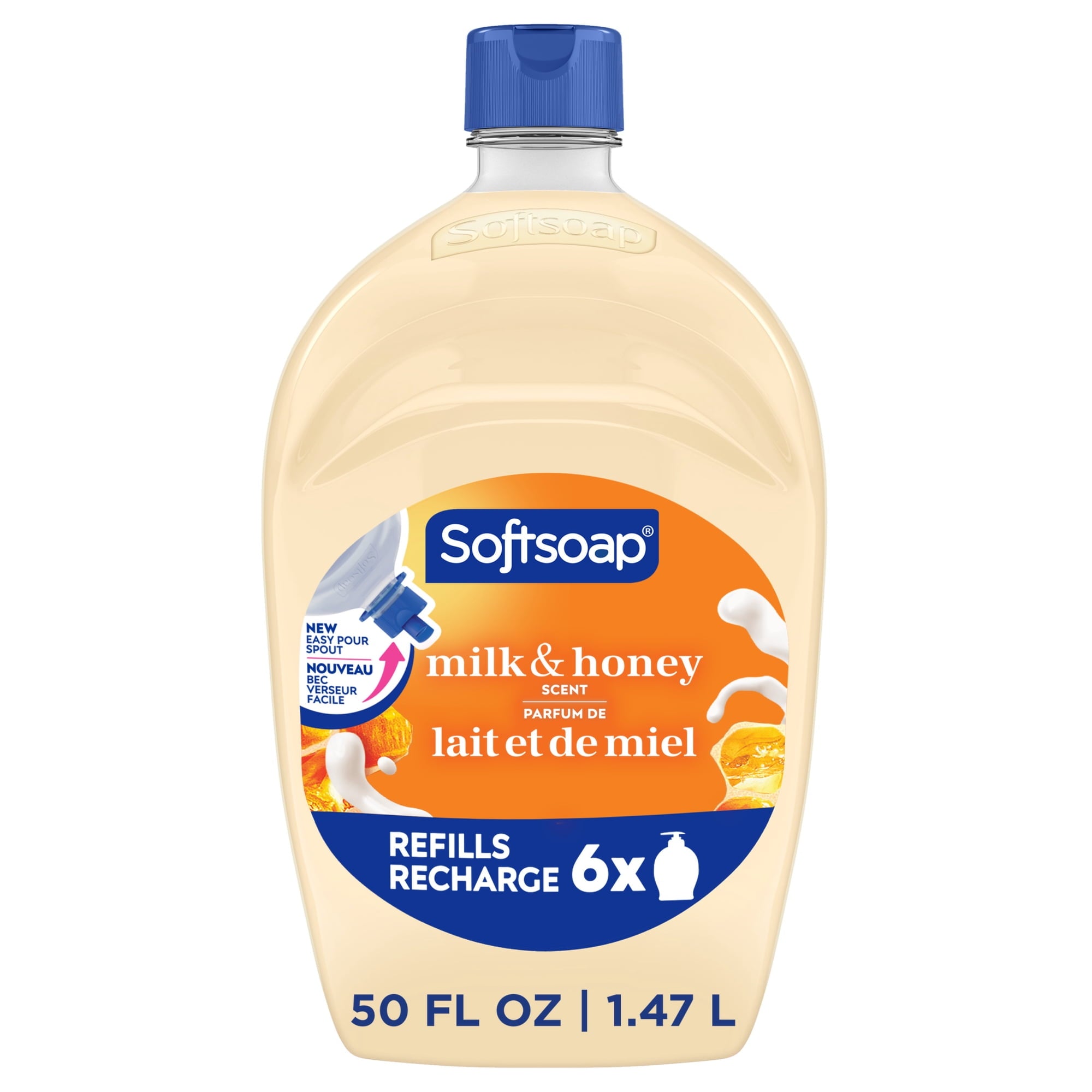 (3 pack) Softsoap Moisturizing Liquid Hand Soap with New Easy Pour Spout, Milk & Honey Scent, 50 fl oz Refill