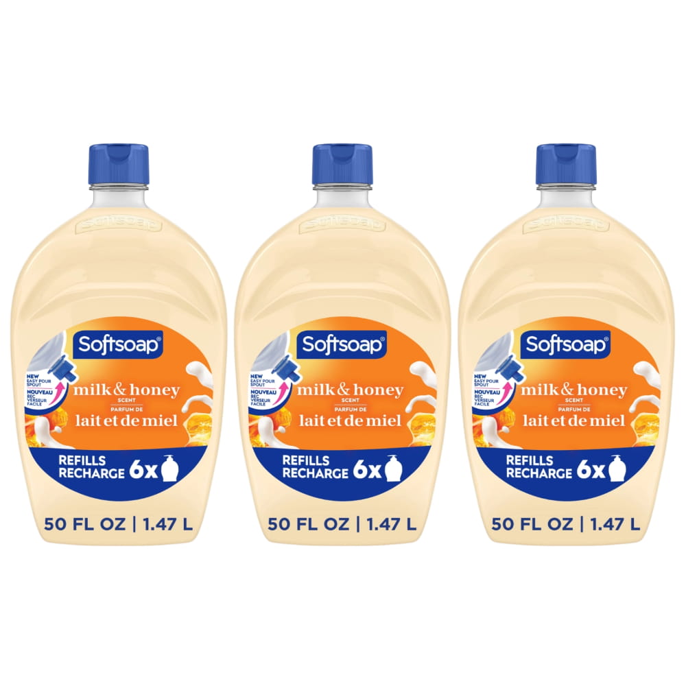 Softsoap Moisturizing Liquid Hand Soap Refill Milk & Honey 50 fl oz, 3 Pack