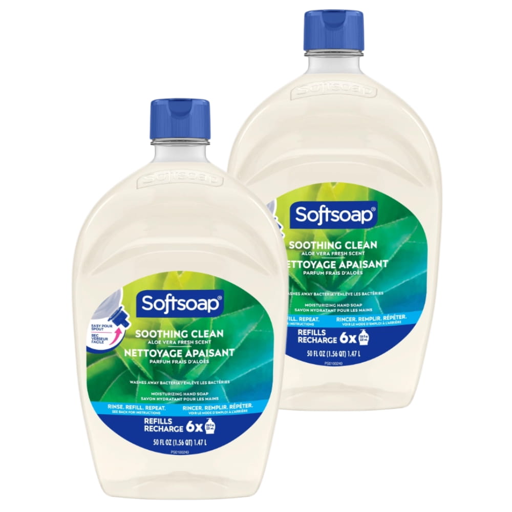 Softsoap Soothing Clean Aloe Vera Fresh Scent Liquid Hand Soap Refill 50 oz, 2 Pack